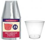 Plastic Tumbler Glasses (9oz) - Old Fashioned-Style (25-Pack) 0
